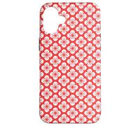 Red Floral Flower Leaves Turkish Rounded Retro Patter Carcasa para iPhone 16 Plus