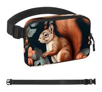 Red Flower Squirrel-1067 - Riñonera para hombres y mujeres, riñonera con correa ajustable, bolsa cruzada de moda para viajes, al aire libre, correr, senderismo, multicolor, multicolor,