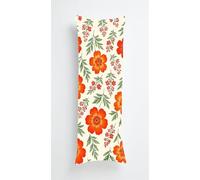 Red Flowers Body Pillow Case Cover 35x100cm, Long Backrest Cushion Pillow Protector with Zipper, Decorative Bedding Pillowcase, Soft Body Pillow Cover for Couch Bedroom Summer