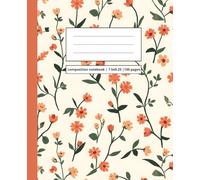 Red Flowers Composition Notebook - Wide Ruled 7.5 x 9.25 in: Bright Floral Journal for Notes, School & Creative Writing