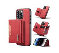 (Red) For iPhone 14 Pro Max DG.MING M2 Series 3-Fold Card Bag Leather Case