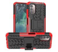 (Red) For Nokia G11/g21 Shockproof Anti-fall Tire Pattern Design Cover Pc + Tpu Hybrid Rugged Armor Phone Case With Built-in Kickstand - Orange xinda