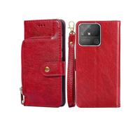 (Red) For OPPO Realme Narzo 50A Zipper Bag Leather Phone Case