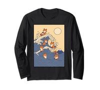 Red Fox Great Wave Kawaii Anime Pet Red Fox Arte japonés Manga Larga
