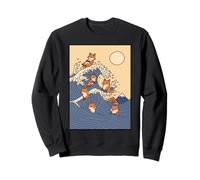 Red Fox Great Wave Kawaii Anime Pet Red Fox Arte japonés Sudadera