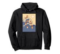 Red Fox Great Wave Kawaii Anime Pet Red Fox Arte japonés Sudadera con Capucha
