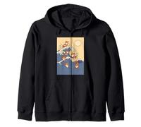 Red Fox Great Wave Kawaii Anime Pet Red Fox Arte japonés Sudadera con Capucha