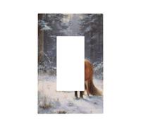 Red Fox in A Quiet Snowy Forest - Placa de pared para interruptor de luz, cubierta de placa frontal, 1 banda, decoración de receptáculo para el hogar, cocina, habitación, baño