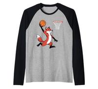 Red Fox Playing Sports Wild Animal Basketball Camiseta Manga Raglan