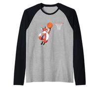 Red Fox Playing Sports Wild Animal Basketball Camiseta Manga Raglan