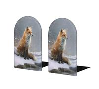 Red Fox Sits By The River - Sujetalibros para estantes, 2 unidades, organizador de madera para bibliotecas de oficina en casa