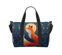 Red Fox Under the Moon - Bolsa de viaje estampada de gran capacidad, bolsa de gimnasio ligera para fin de semana, unisex