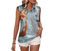Red Fox1 and Wolf - Polo de golf sin mangas para mujer, camiseta de verano, Estilo:, XS