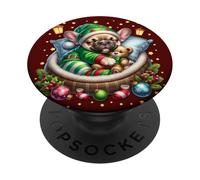 Red Frenchie Accessories For Women Men Who Love Christmas PopSockets PopGrip Adhesivo
