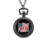 RED Friday Remember Everyone Deployed - Reloj de bolsillo vintage con colgante de aleación, collar de regalo para hombres y mujeres, Estilo negro, talla única