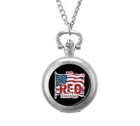 RED Friday Remember Everyone Deployed - Reloj de bolsillo vintage con colgante de aleación, collar de regalo para hombres y mujeres, Estilo plateado, talla única