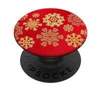Red Frost Snowflake X-Mas PopSocket para teléfono Navidad PopSockets PopGrip Intercambiable