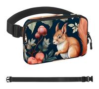 Red Fruit Leaf Squirrel-1029 - Cangurera de estilo unisex: riñoneras de moda, bolsas cruzadas deportivas delgadas a la moda para correr, senderismo, senderismo, mujer, hombre, multicolor, 1.5 x 9.0 x