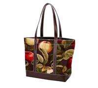 Red Fruits-2069 - Bolso de cuero duradero lavado para mujer, con asa superior, bolsillos y cremallera, multicolor, (Multicolor 04), 33.8x12x31cm/13.3x4.7x12.2 in