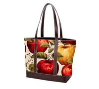 Red Fruits-2069 - Bolso de cuero duradero lavado para mujer, con asa superior, bolsillos y cremallera, multicolor 01, 33.8x12x31cm/13.3x4.7x12.2 in