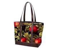 Red Fruits-2069 - Bolso de cuero duradero lavado para mujer, con asa superior, bolsillos y cremallera, multicolor, (Multicolor 03), 33.8x12x31cm/13.3x4.7x12.2 in