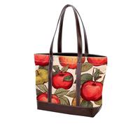 Red Fruits-2069 - Bolso de cuero duradero lavado para mujer, con asa superior, bolsillos y cremallera, multicolor 06, 33.8x12x31cm/13.3x4.7x12.2 in