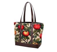 Red Fruits-2069 - Bolso de cuero duradero lavado para mujer, con asa superior, bolsillos y cremallera, multicolor 08, 33.8x12x31cm/13.3x4.7x12.2 in