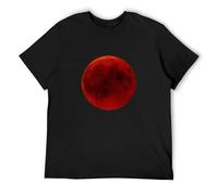 Red Full Moon T-Shirt Graphic tee Printed Top Mens Black Shirt S