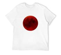Red Full Moon T-Shirt Graphic tee Printed Top Mens White Shirt S