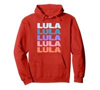 Red: Funny Modern Repeated Text Design Lula Sudadera con Capucha