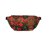 Red Geraniums Running Waist Pack - Soporte para teléfono sin rebote para gimnasio, bolsa cruzada impermeable con correa ajustable