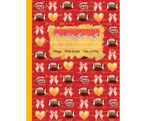 Red & Gold Era: Kansas City Football & Coquette Bow Notebook - Wide Ruled Girls’ Journal for Writing, Drawing & School, 100 Pages 7.5x9.75