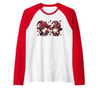 Red Gothic GNOME Couple For Women and Men Valentines Camiseta Manga Raglan