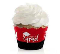Red Grad - Best is yet to come - Decoración de fiesta de graduación roja - Envoltorios para cupcakes - Juego de 12