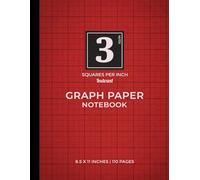 Red Graph Paper Notebook | 3 Squares Per Inch - Indexed: Perfect for Students & Teachers | Sophisticated Red Cover | 110 Pages | 8.5" x 11"