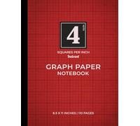 Red Graph Paper Notebook | 4 Squares Per Inch - Indexed Grid: Perfect For Students And Teachers | Sophisticated Red Cover | Effortlessly Combines Design and Organization | 110 Pages | 8.5 X 11 Inches