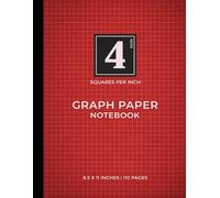 Red Graph Paper Notebook | 4 Squares Per Inch: Perfect For Students And Teachers | Sophisticated Red | Great for Detailed Designs and Layouts | 110 Pages | 8.5 X 11 Inches
