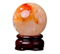 Red Gum Flower Crystal Ball Polished Divination Ball Gemstone Ball with Stand, Specimens Home Office Decoration Ball Crystal Gift,40~45mm