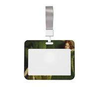 Red Hair Woman Lying On The Green Sofa - Soporte deslizante para tarjetas de identificación de plástico duro, protector de etiqueta de nombre para enfermeras y oficina