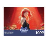 Red-Haired Girl in N Elegantt Black Dress 1000 Pcs Stabiler Karton Puzzle Charming Lady Stressabbau Familienspiel Puzzles Als Geburtstagsgeschenke 38x26cm/1000pcs