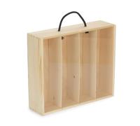 Red Hamper Estuche de Transporte para 4 Botellas de Madera de Pino con Tapa acrílica, Brown, Caja