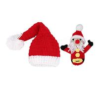 Red Handcrafted Newborn Santa Claus Photo Props Set, Baby Photography Accessories with Doll and Hat for Christmas Photos, Soft Cotton Blend for 0-6 Months