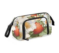 Red Harvest Strawberries - Estuche para lápices de gran capacidad con asa de cremallera para niños y escuela, multicolor, Talla única, moderno