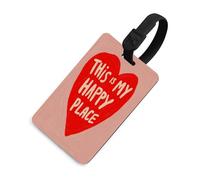 Red Heart - Etiqueta de equipaje con texto en inglés «This is My Happy Place» para bolsa de viaje, maleta, etiquetas con nombre
