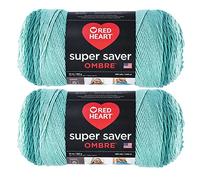 Red Heart Hilo, acrílico, menta verde, paquete de 2