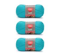 Red Heart Hilo turquesa suave, paquete de 3 unidades de 141 g, acrílico, 4 medianos (peinado), 256 yardas, tejido/ganchillo