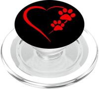 Red Heart Paw Print Dog Paw Cute Dog Love Black Dog PopSockets PopGrip para MagSafe