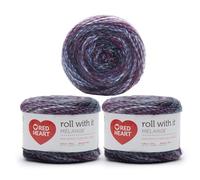 Red Heart Roll with It Melange - Ovillo de hilo para autógrafo, paquete de 3 unidades de 150 g, acrílico, 4 medianos (peinado), 389 yardas, tejido/ganchillo
