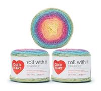 Red Heart Roll with It Sparkle Moon Dust - Hilo de 150 g, mezcla - 4 medianos (peinado) - 561 yardas - Tejido/ganchillo, paquete de 3, Magic