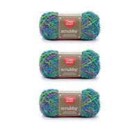 Red Heart Scrubby Capri - Ovillo de lana, paquete de 3 unidades, 85 g, poliéster, mediano 4 (peinado), 78 yardas, tejido/ganchillo